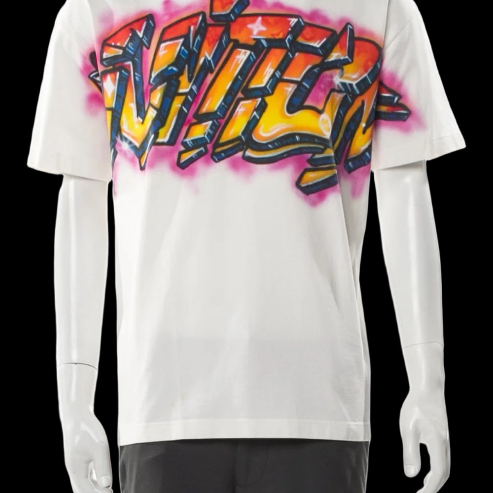 Louis Vuitton x Virgil Abloh Graffiti Logo 1990’s White T-Shirt Tee